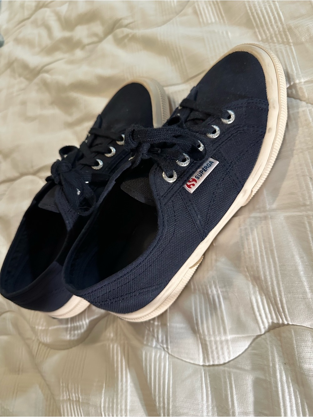 Superga Classic Italian Canvas 2750 Women’s Navy Canvas Low-Top Sneakers 38 7.5 - Picture 2 of 8